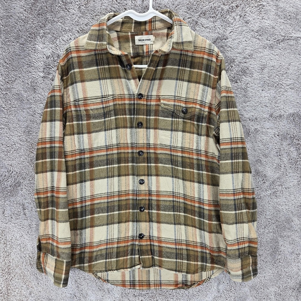 Taylor Stitch Men's Plaid Button-Up Shirt in Olive/Cream